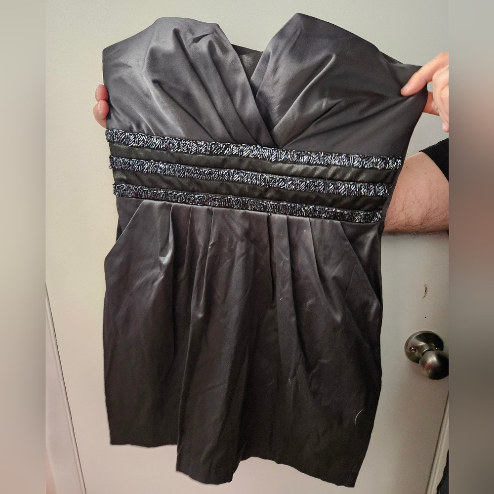 Trizzi black mini dress, beaded, size 5